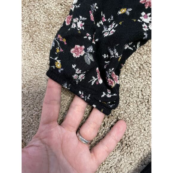 Abercrombie & Fitch Black Floral Boho prairy Romper Size XS - Picture 6 of 9